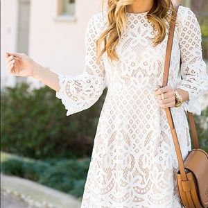 Eliza J Lace Long-Sleeve Mini Dress